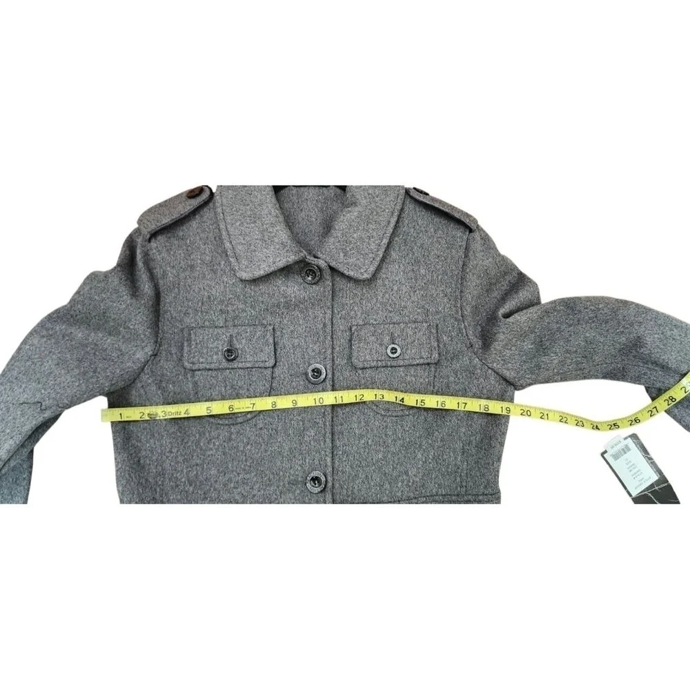 Women's Coat Kenneth Cole Wool Gray Coat Mid Knee Length Size 10 New $370